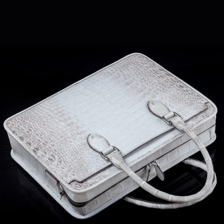 Alligator Briefcase, Alligator Crossbody Business Bag-Top