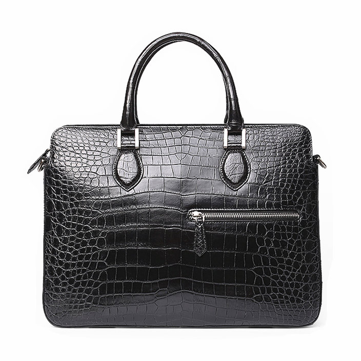 Alligator Briefcase, Alligator Crossbody Laptop Business Bag for Men-Front