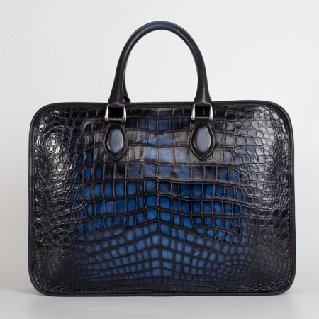 Alligator Briefcase Business Bag for Men-Blue-Back