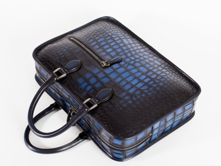 Alligator Briefcase Business Bag for Men-Blue-Details