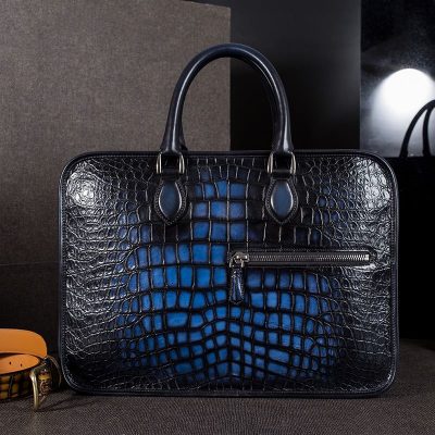 Alligator Briefcase Business Bag for Men-Blue-Display