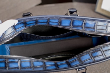 Alligator Briefcase Business Bag for Men-Blue-Inside