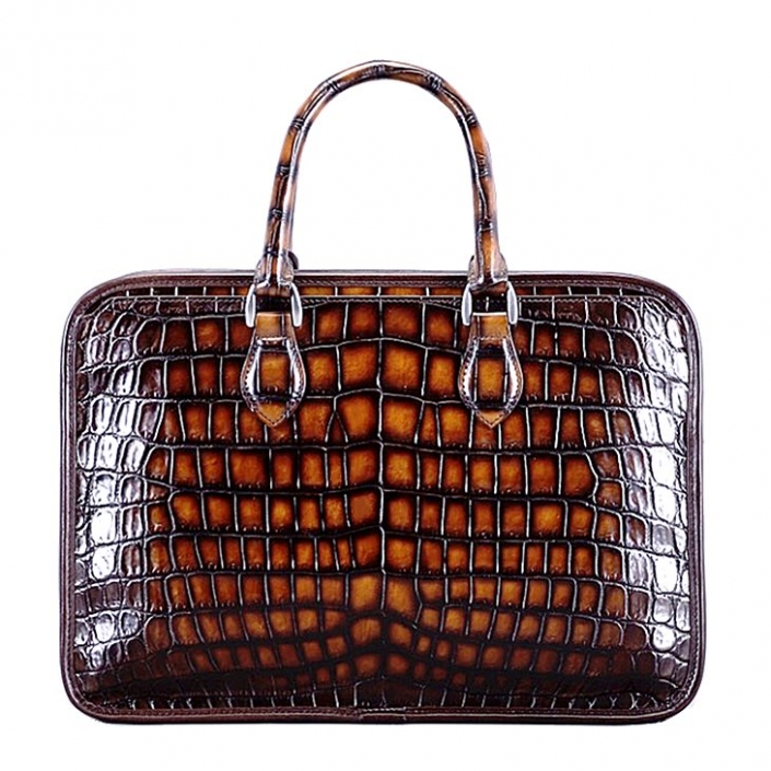 Alligator Briefcase Crossbody Laptop Business Bag for Men