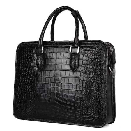 Alligator Briefcase Crossbody Laptop Business Bag for Men-Black-Back