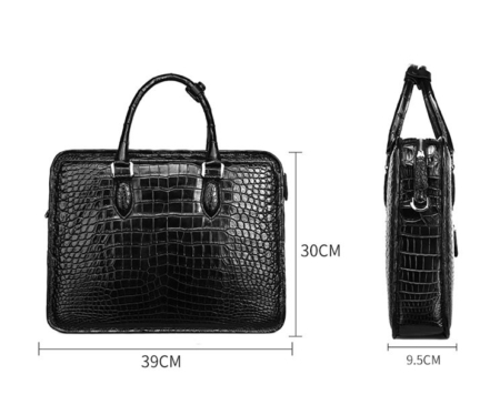 Alligator Briefcase Crossbody Laptop Business Bag for Men-Black-Size