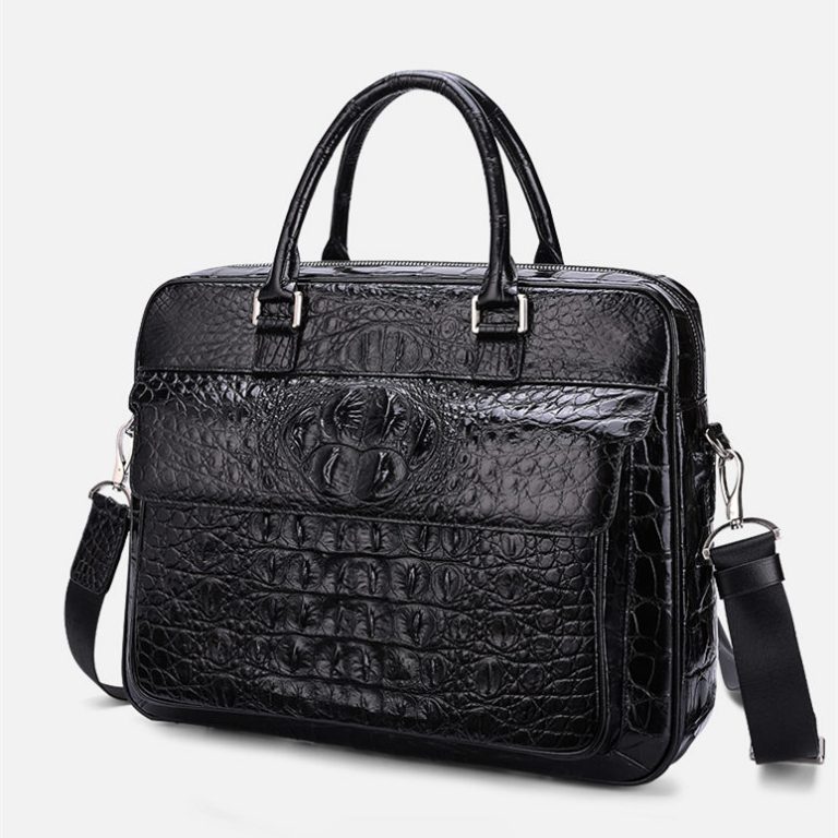Classic Crocodile Briefcase, Crocodile Shoulder Bag, Crossbody Bag for Men