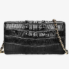 Ladies Crocodile Purse, Evening Crocodile Clutch Bag-Black-Back