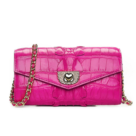 Ladies Crocodile Purse, Evening Crocodile Clutch Bag-Pink