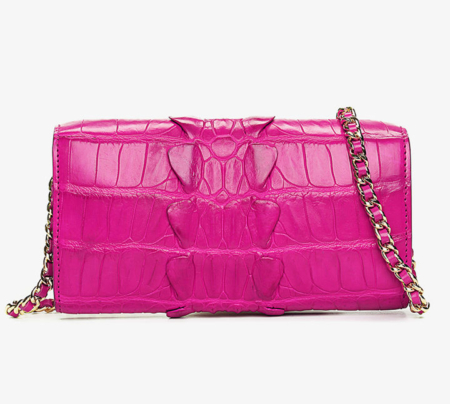 Ladies Crocodile Purse, Evening Crocodile Clutch Bag-Pink-Back