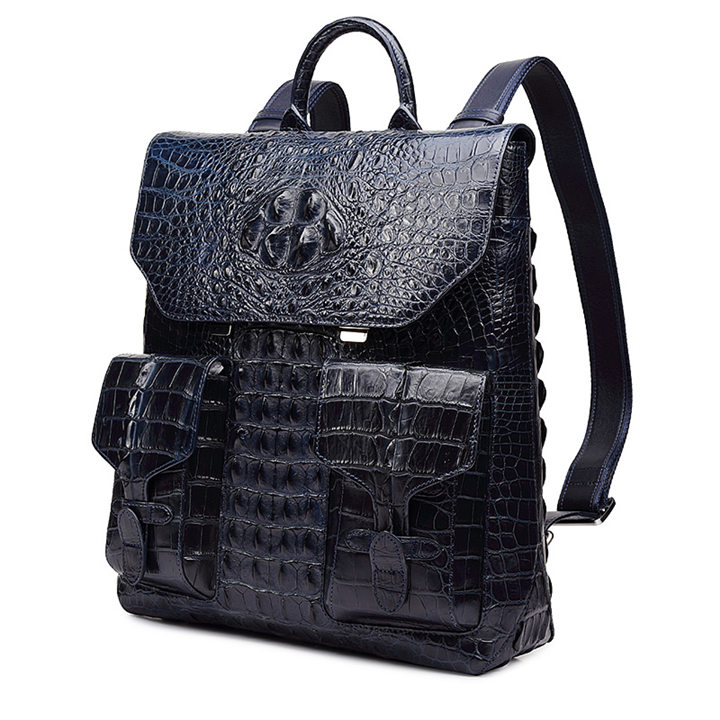 Luxury Genuine Crocodile Skin Backpack, Men&#39;s Double Crocodile Shoulder Bag