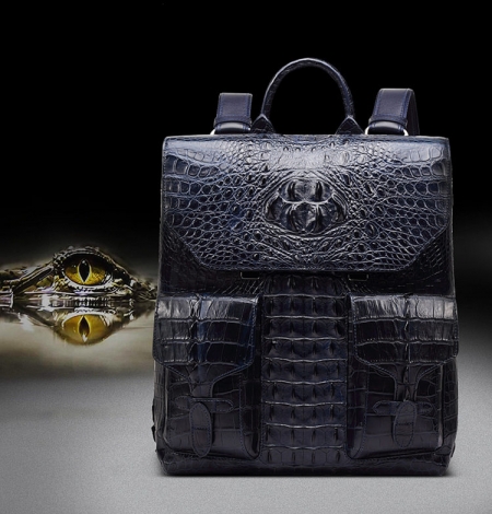 Luxury Genuine Crocodile Skin Backpack, Men’s Double Crocodile Shoulder Bag-2