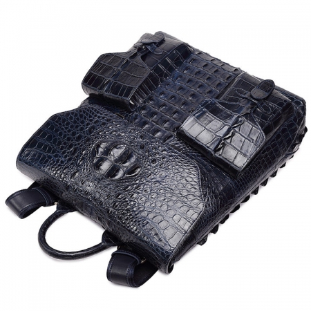 Luxury Genuine Crocodile Skin Backpack, Men’s Double Crocodile Shoulder Bag-4