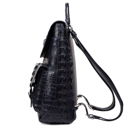 Luxury Genuine Crocodile Skin Backpack, Men’s Double Crocodile Shoulder Bag-Side