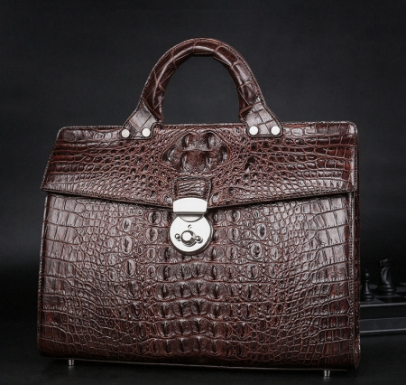 Men’s Classic Genuine Crocodile Leather Business Briefcase-Exhibition
