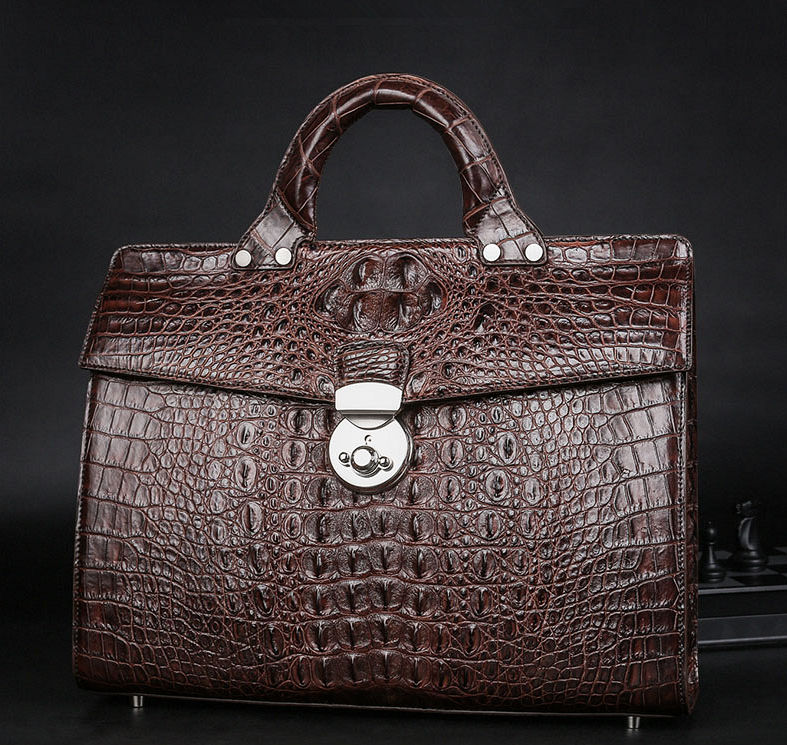 Men’s Classic Genuine Crocodile Leather Business Briefcase