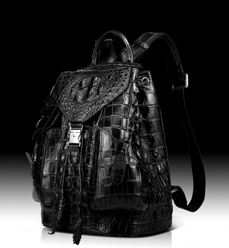Stylish Crocodile Backpack, Travel Backpack, Shoulder Bag-Black-1
