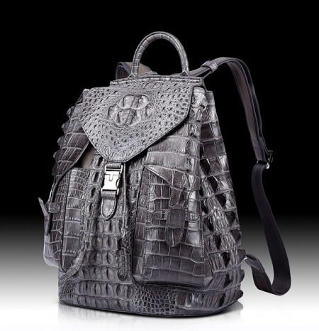 Stylish Crocodile Backpack, Travel Backpack, Shoulder Bag-Gray-1