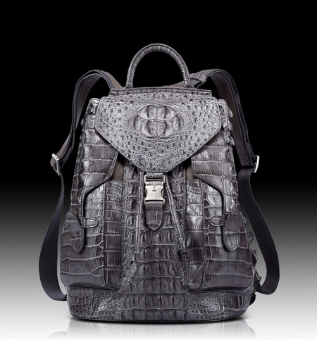 Stylish Crocodile Backpack, Travel Backpack, Shoulder Bag-Gray