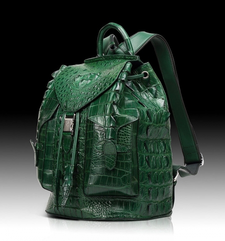 Stylish Crocodile Backpack, Travel Backpack, Shoulder Bag-Green-1
