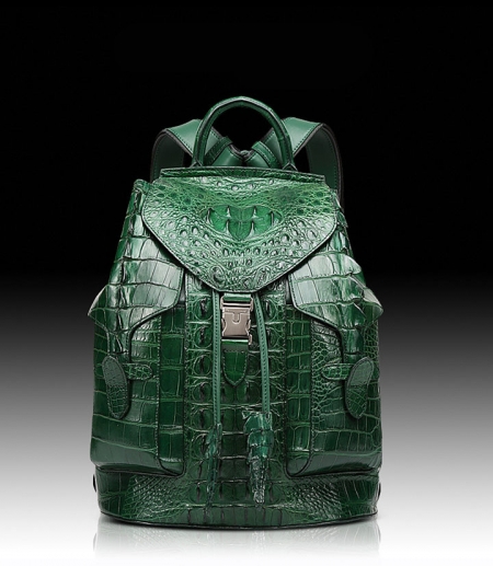 Stylish Crocodile Backpack, Travel Backpack, Shoulder Bag-Green