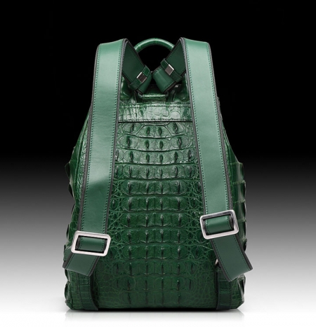 Stylish Crocodile Backpack, Travel Backpack, Shoulder Bag-Green-Back