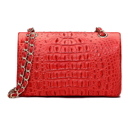 Stylish Evening Crocodile Purse, Crocodile Shoulder Bag-Back