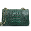 Stylish Evening Crocodile Purse, Crocodile Shoulder Bag-Green-Back