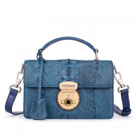 Stylish Sturgeon Leather Handbag, Shoulder Bag, Crossbody Bag Purse-Blue