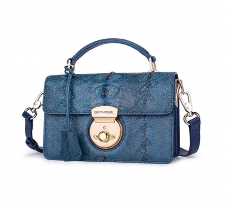 Stylish Sturgeon Leather Handbag, Shoulder Bag, Crossbody Bag Purse-Blue-Exhibition