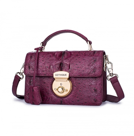 Stylish Sturgeon Leather Handbag, Shoulder Bag, Crossbody Bag Purse-Purple-1