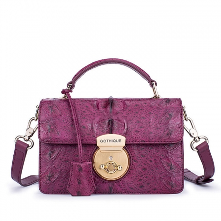 Stylish Sturgeon Leather Handbag, Shoulder Bag, Crossbody Bag Purse-Purple