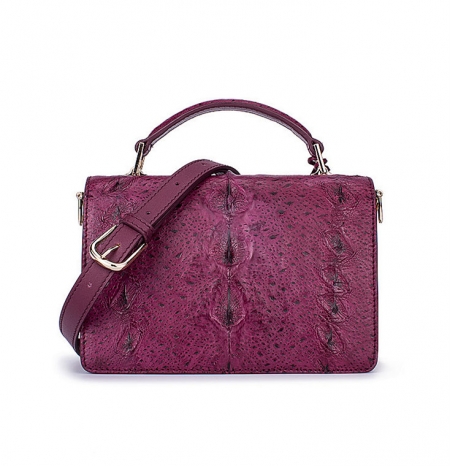 Stylish Sturgeon Leather Handbag, Shoulder Bag, Crossbody Bag Purse-Purple-Back