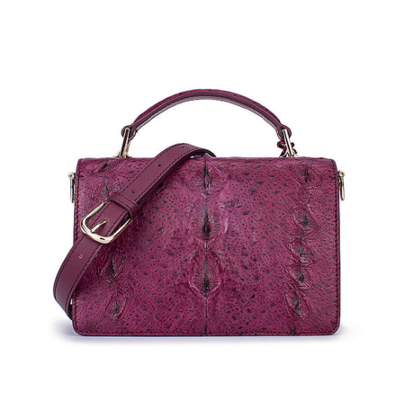 Stylish Sturgeon Leather Handbag, Shoulder Bag, Crossbody Bag Purse-Purple-Back