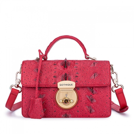 Stylish Sturgeon Leather Handbag, Shoulder Bag, Crossbody Bag Purse-Red