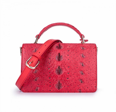 Stylish Sturgeon Leather Handbag, Shoulder Bag, Crossbody Bag Purse-Red-Back