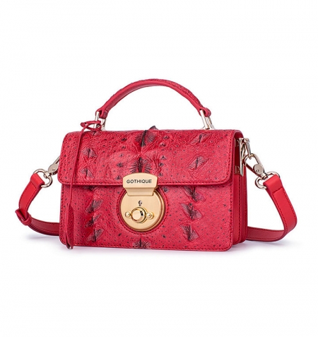Stylish Sturgeon Leather Handbag, Shoulder Bag, Crossbody Bag Purse-Red-Exhibition