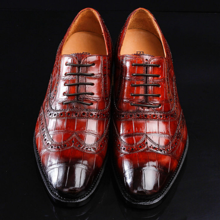 Alligator Brogue Wingtip Dress Shoes-2