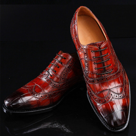 Alligator Brogue Wingtip Dress Shoes