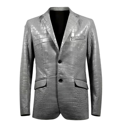 Alligator Skin Jacket for Men-Gray