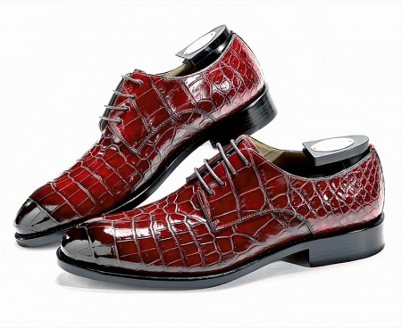 Alligator Skin Shoes for Men - Burgundy