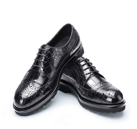 Alligator modern classic brogue lace up leather lined perforated dress Oxfords shoes-1