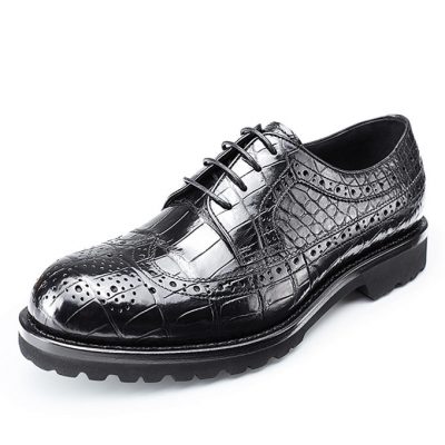 Alligator modern classic brogue lace up leather lined perforated dress Oxfords shoes