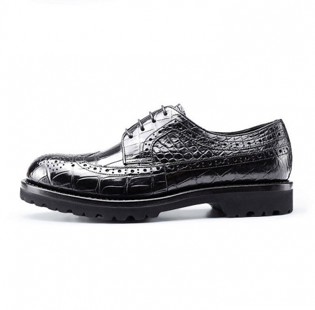 Alligator modern classic brogue lace up leather lined perforated dress Oxfords shoes-Side