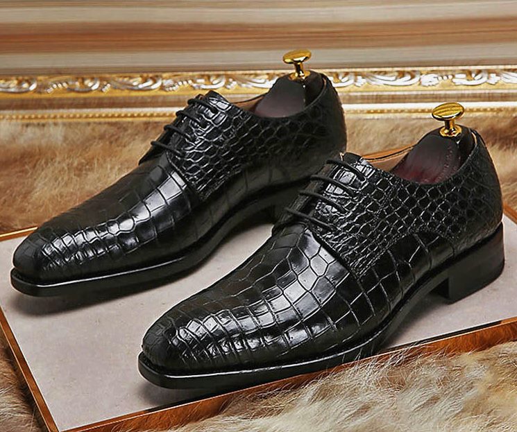 mens black alligator dress shoes