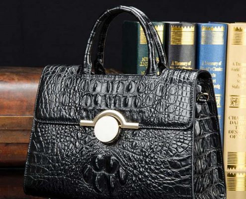 BRUCEGAO Black Crocodile Handbag