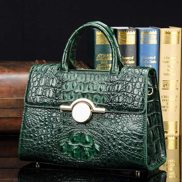 BRUCEGAO Green Crocodile Handbag