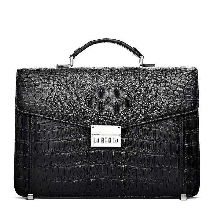 BRUCEGAO's Alligator Briefcase for Business-Black