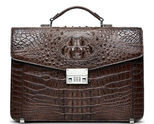 BRUCEGAO's Alligator Briefcase for Business-Brown