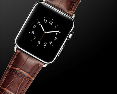 Brown Crocodile Leather Band For Apple Watch