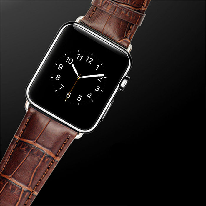 Brown Crocodile Leather Band For Apple Watch